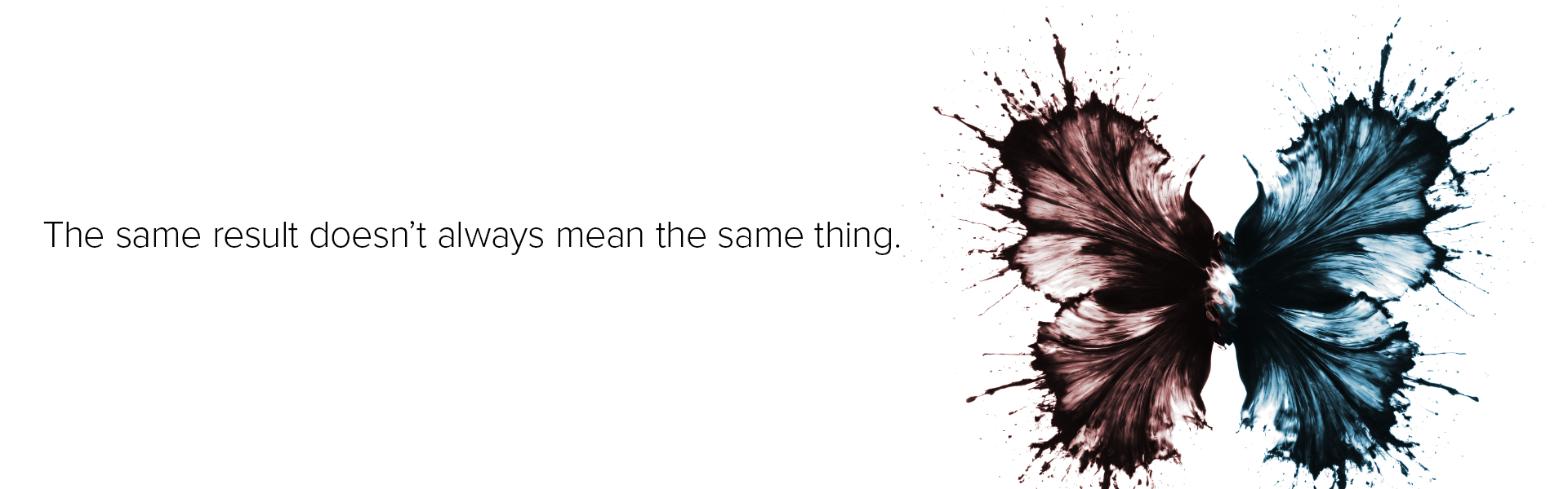 Abstract ink pattern splitting into two differently colored forms, illustrating how the same test result can lead to different interpretations